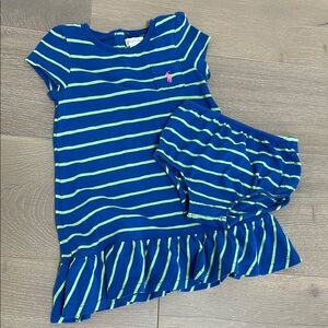 Ralph Lauren Baby Girl Blue/Green Striped Dress/Bloomers